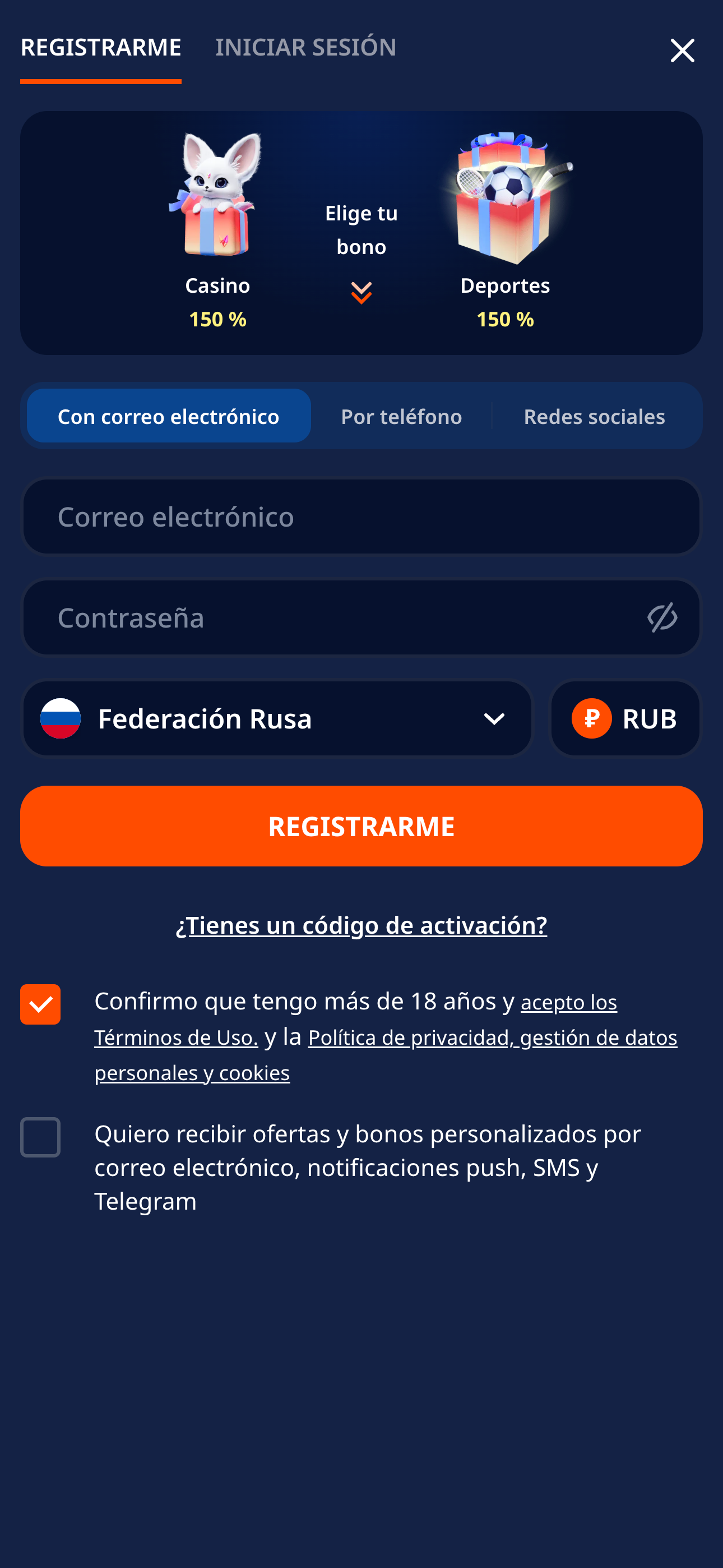 Register form